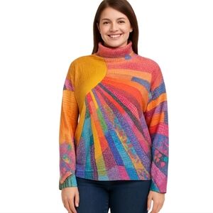 Bold Waffle-Knit Turtleneck Sweater